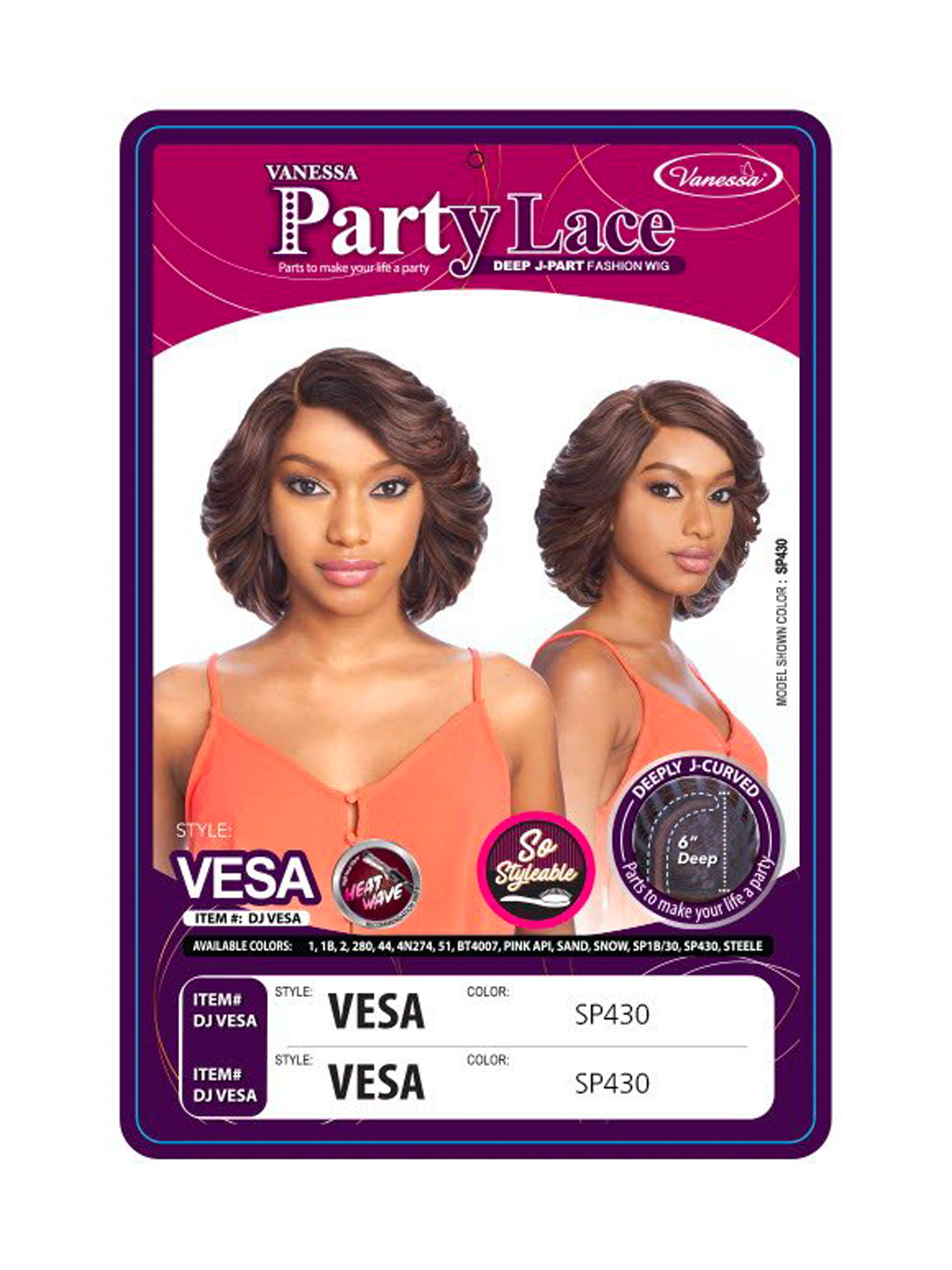 Vanessa Party Lace Deep J-Part Wig DJ VESA