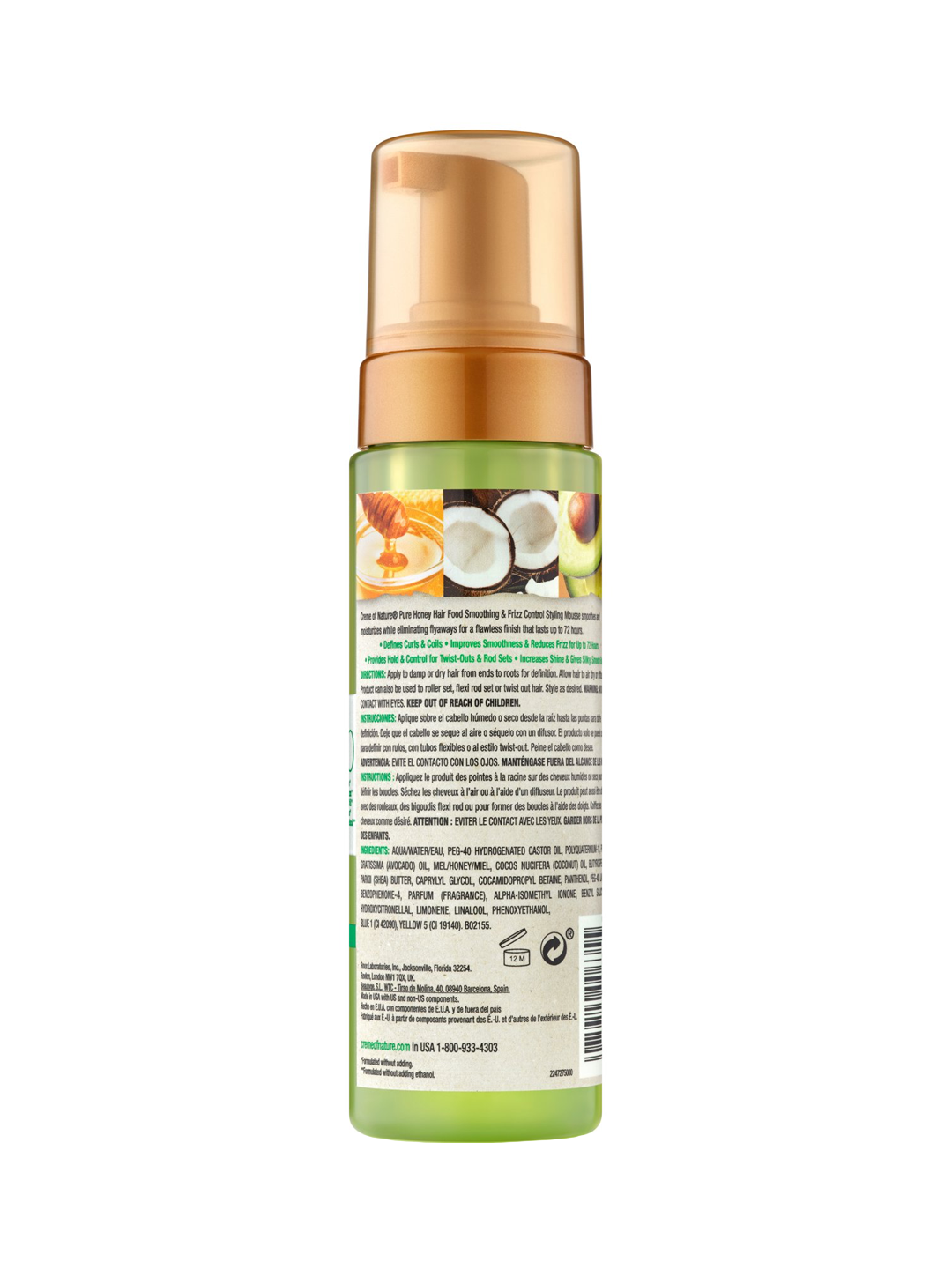 Creme of Nature Pure Honey Hair Food Honey + Avocado Styling Mousse 7oz.