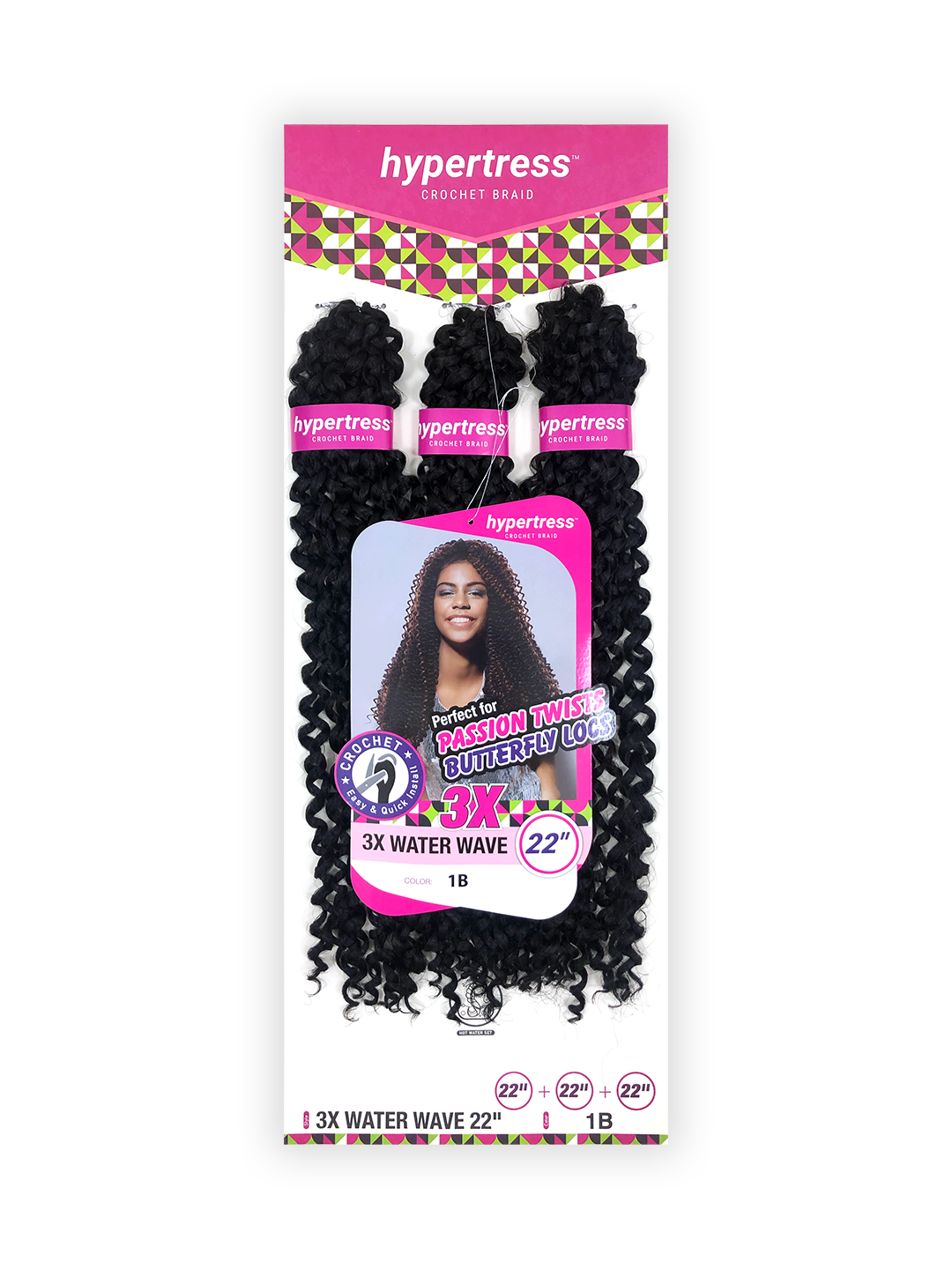 Hypertress Crochet Braid - 3X Water Wave 22"