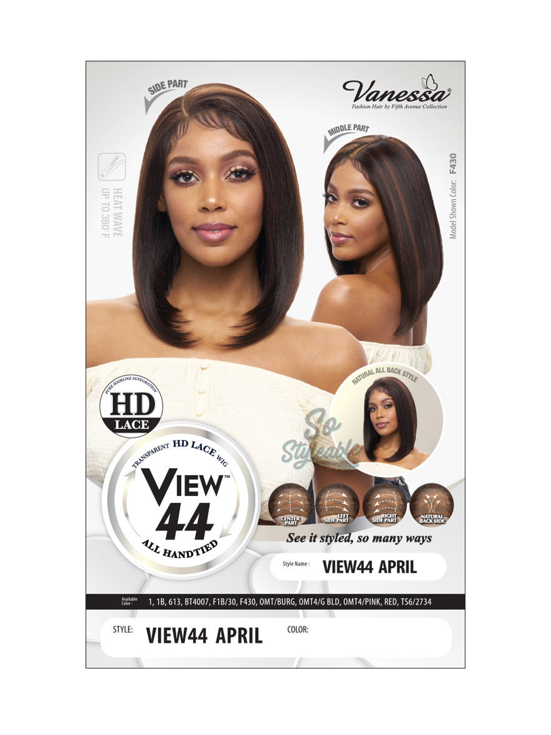 Vanessa Synthetic HD Lace Part Wig View44 April