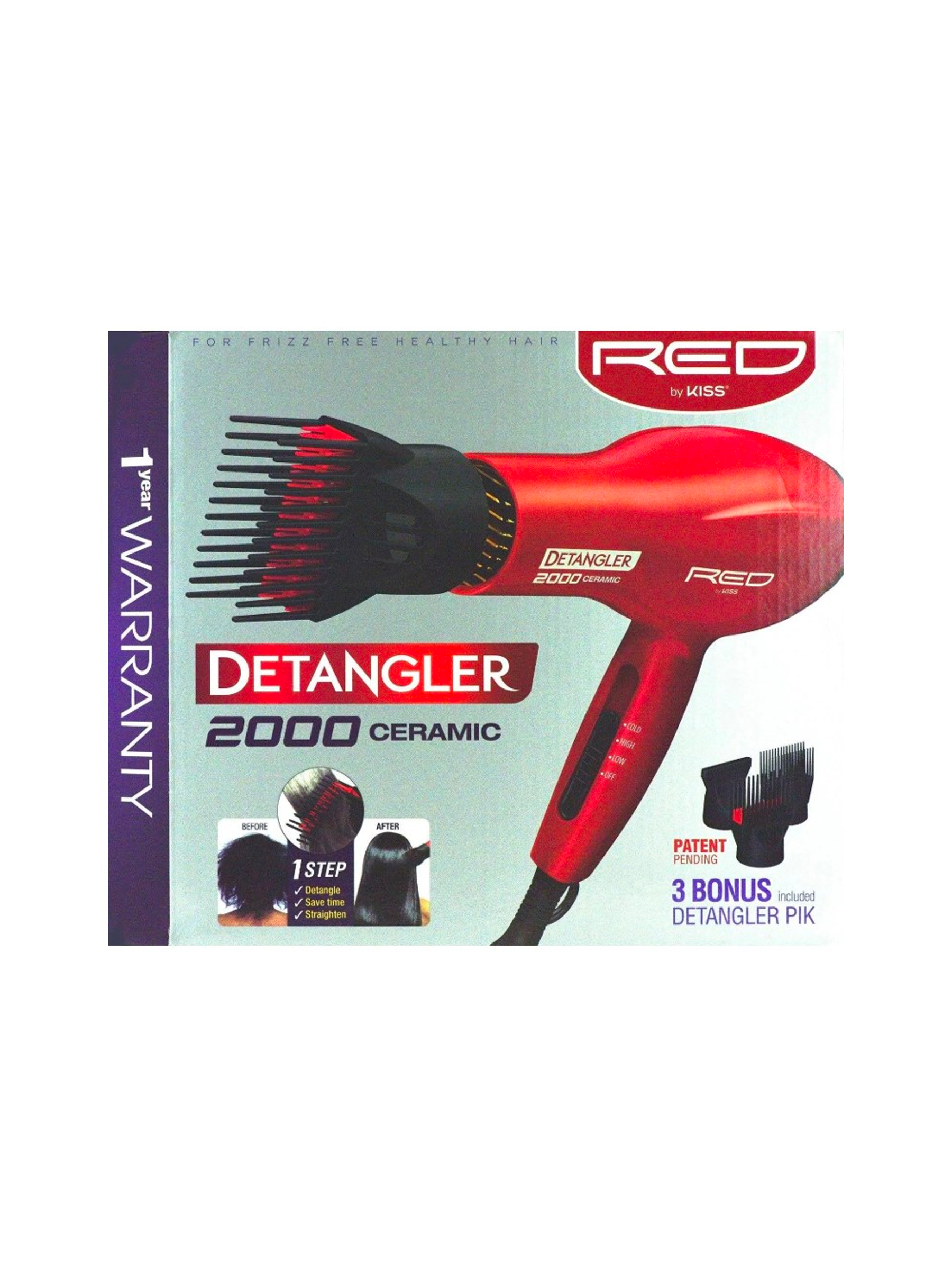 Red by Kiss Detangler 2000 Ceramic Ionic Blow Dryer BD10N