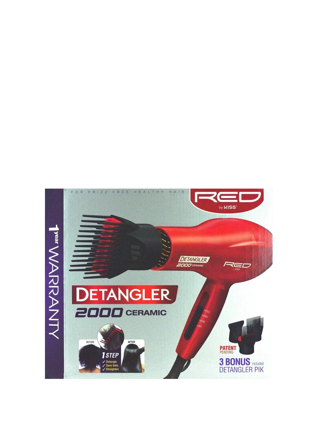 Red by Kiss Detangler 2000 Ceramic Ionic Blow Dryer BD10N - Bellician